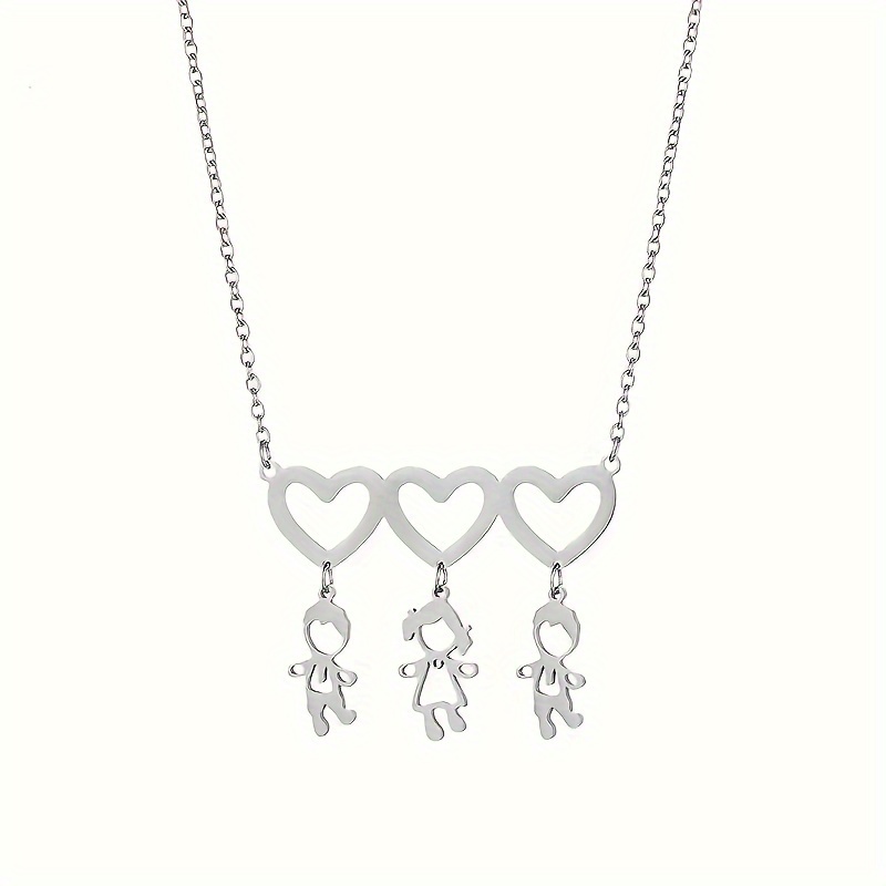 Custom Personalized 3-Name Hollow Heart Necklace — 18K Plated Gift